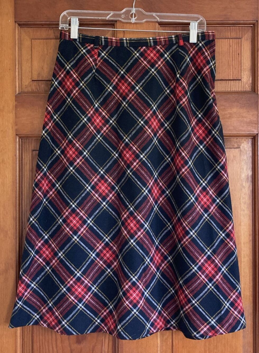 Century VTG Black Red Tartan Plaid Womens S Lined Midi Skirt USA Academia School